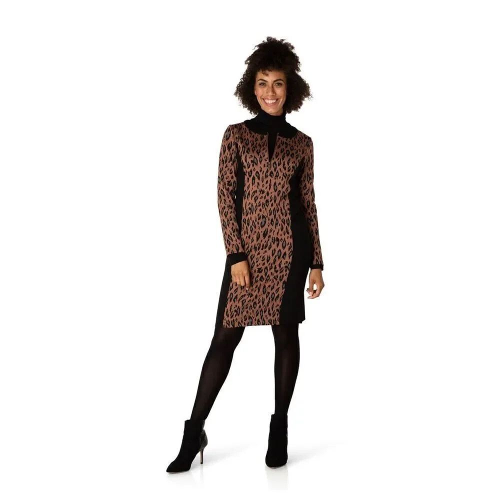Cheetah Patterned Colorblock Dress